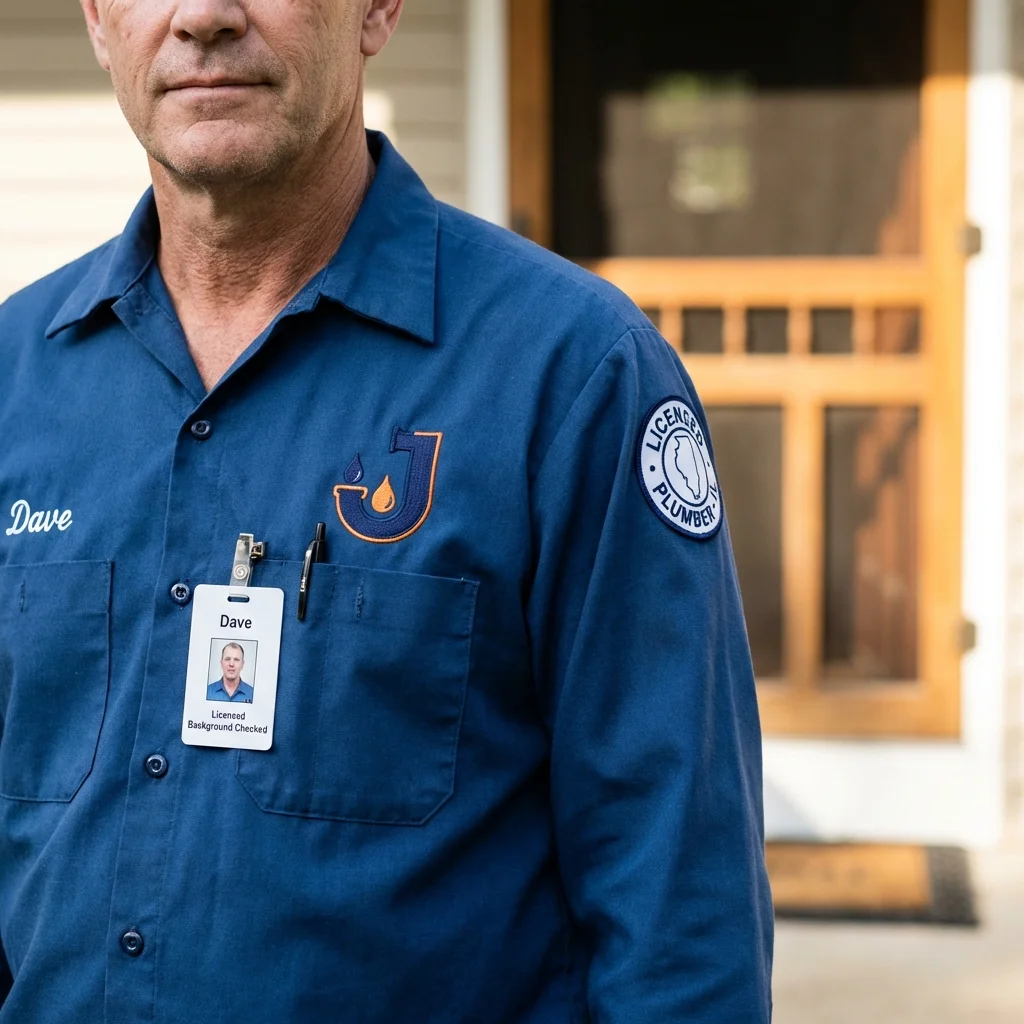 Licensed plumber showing ID badge in Mountain City, TN