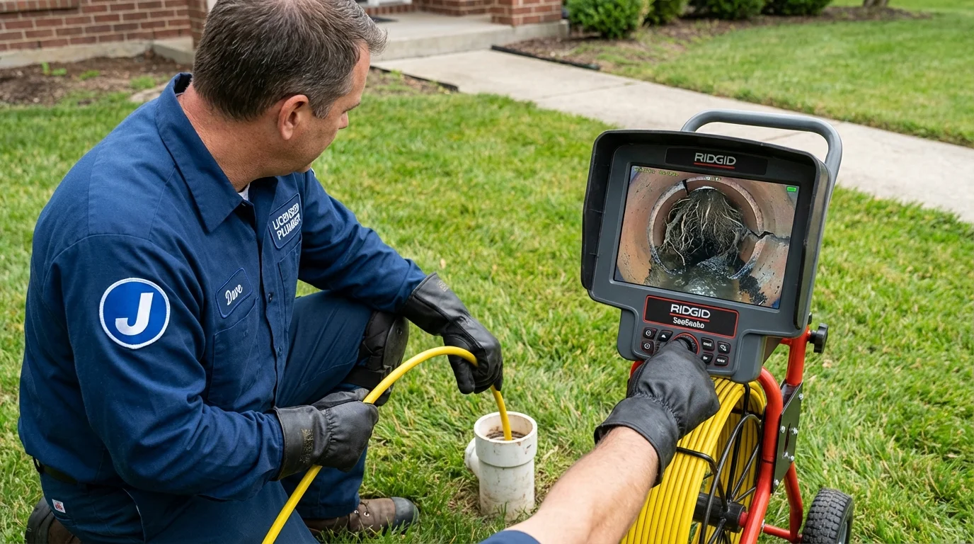 Sewer camera inspection being performed by Johns Plumbing LLC in Mountain City
